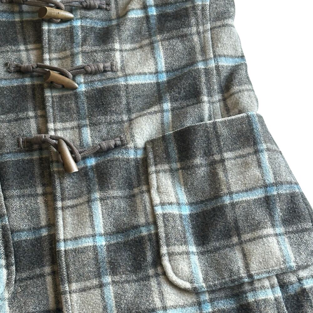 Womens Jacket Size Extra Small Blue Gray Plaid Knee Length Y2K Fall Academia - Picture 4 of 11